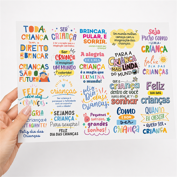 Impressão DTF UV Dia das Crianças Tamanho A4 (29x21cm)